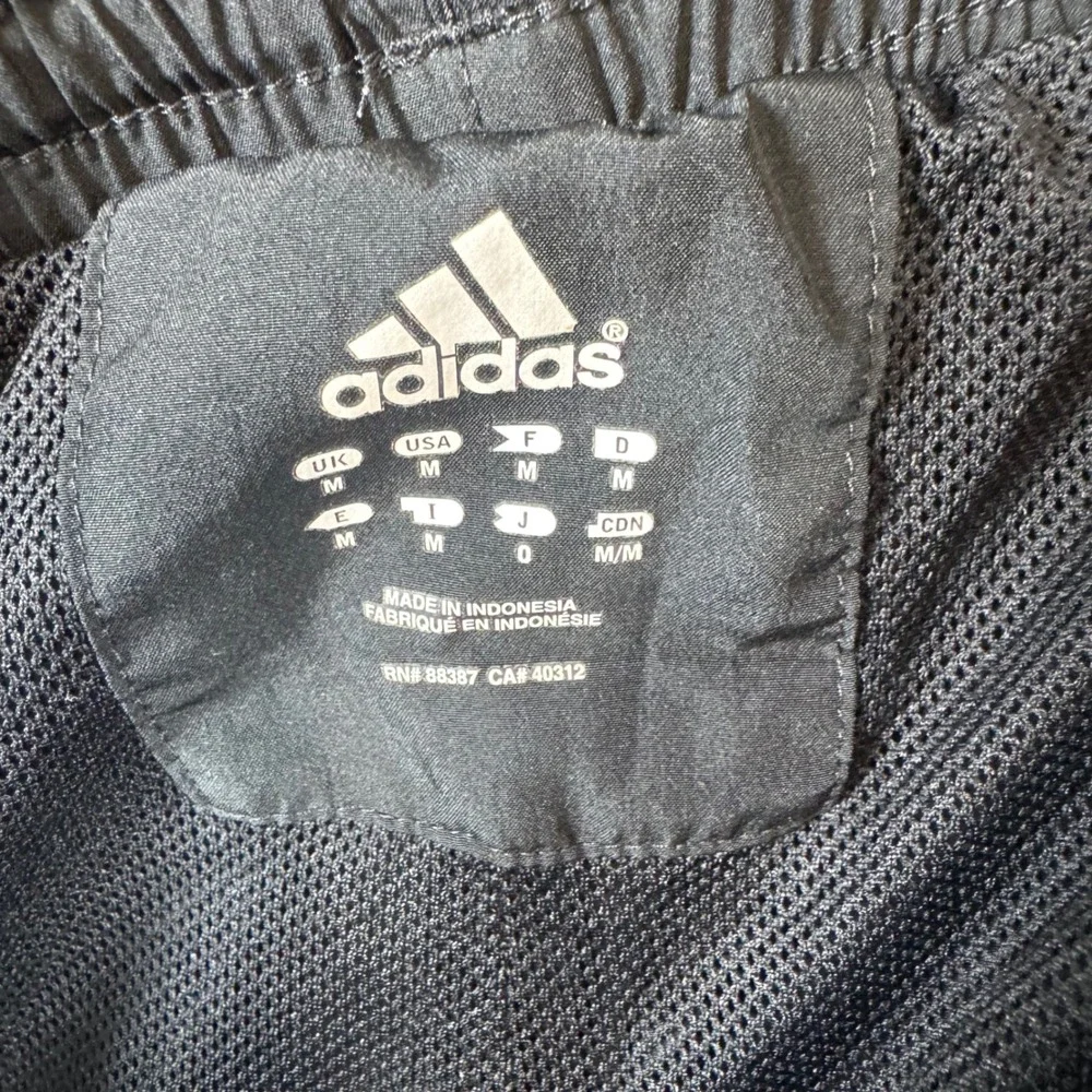 Adidas Mens Black White Stripe Wind Track Pants Mesh Lined Zipper Ankle Size M